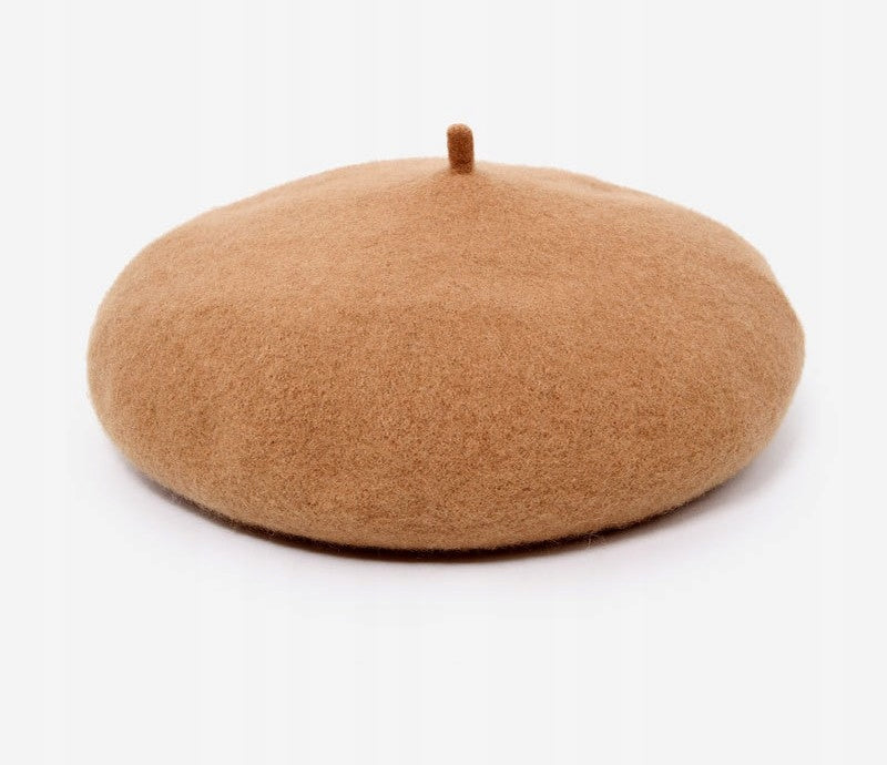 BERET damski brązowy francuski modny elegancki klasyczny z antenką