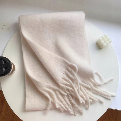 Bufanda de invierno de mujer 200 × 40 cm – crema