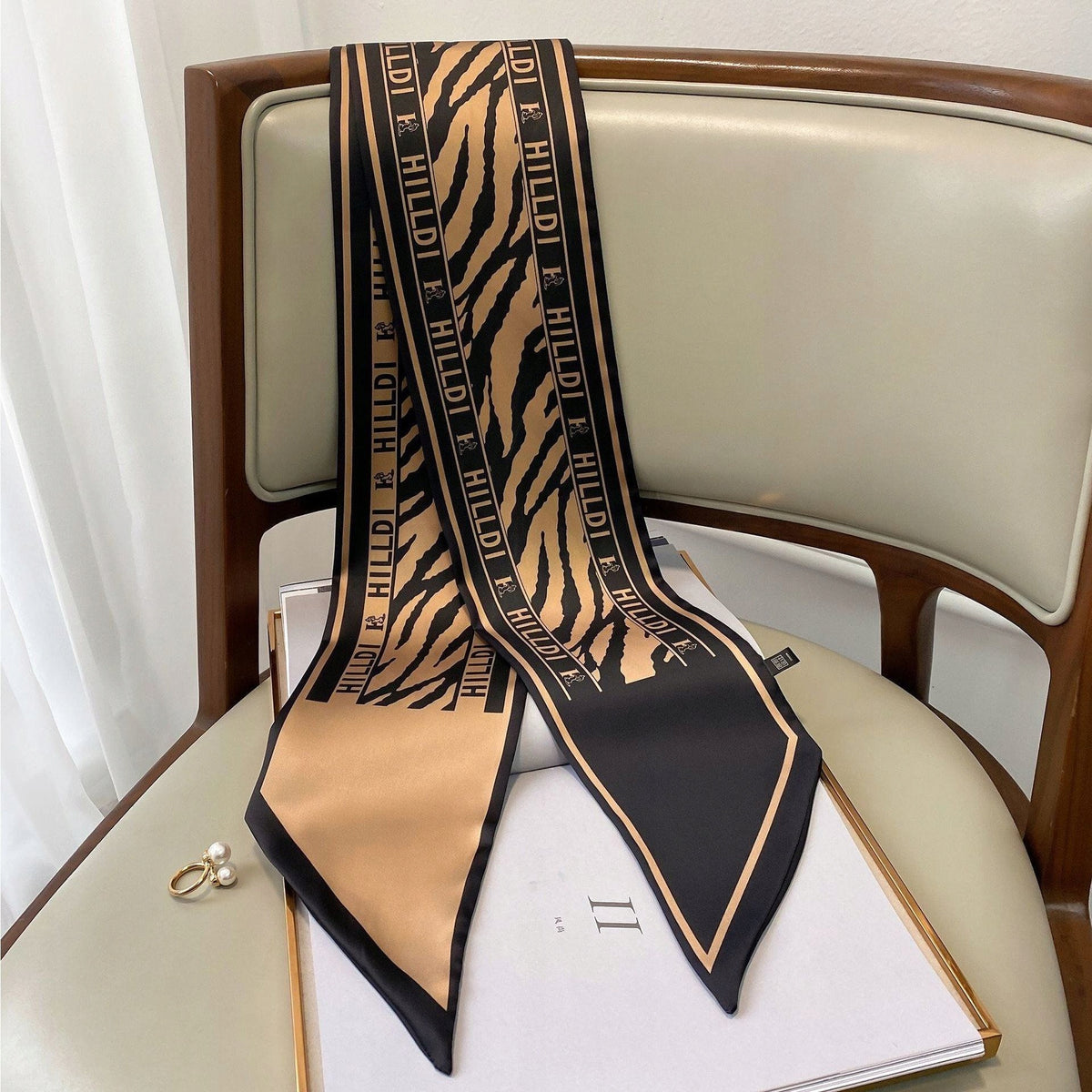 Silk-Effect Square Scarf 13 × 147 cm