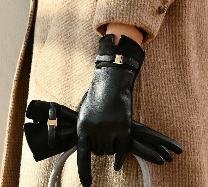 Gants en similicuir pour femme – noir