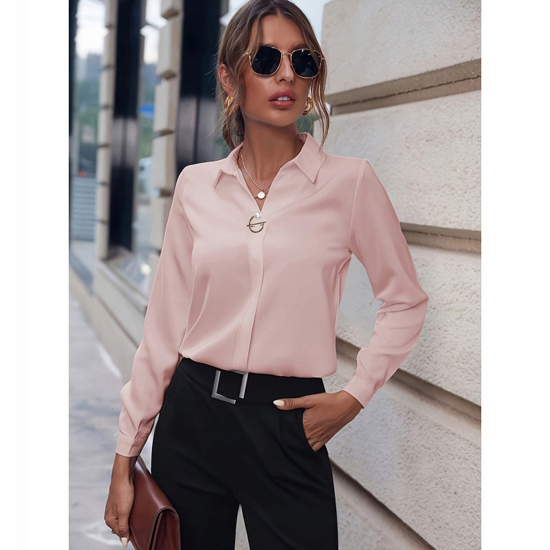 Women's Elegant Collared Shirt — Blush Pink