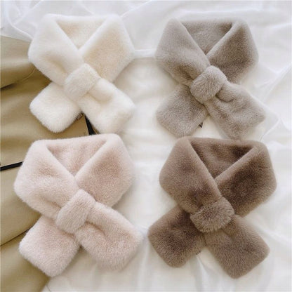 Women's Faux-Fur Scarf 80 × 13 cm – Beige