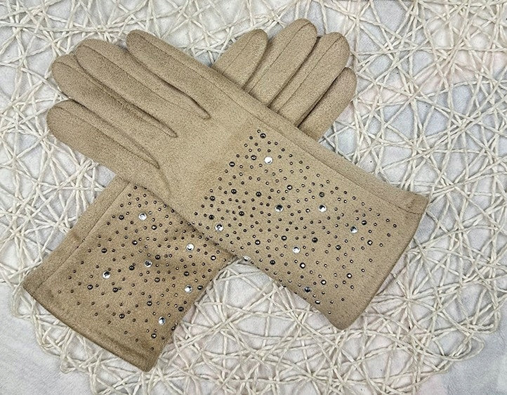 Gants en tissu suédé pour femme – beige