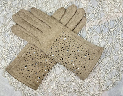 Gants en tissu suédé pour femme – beige