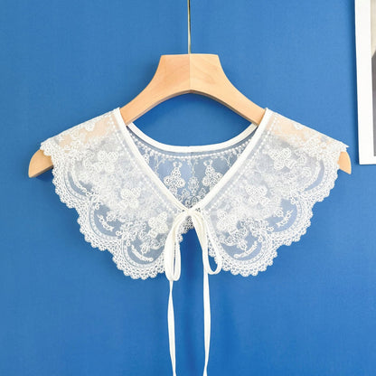Embroidered Detachable Collar – White
