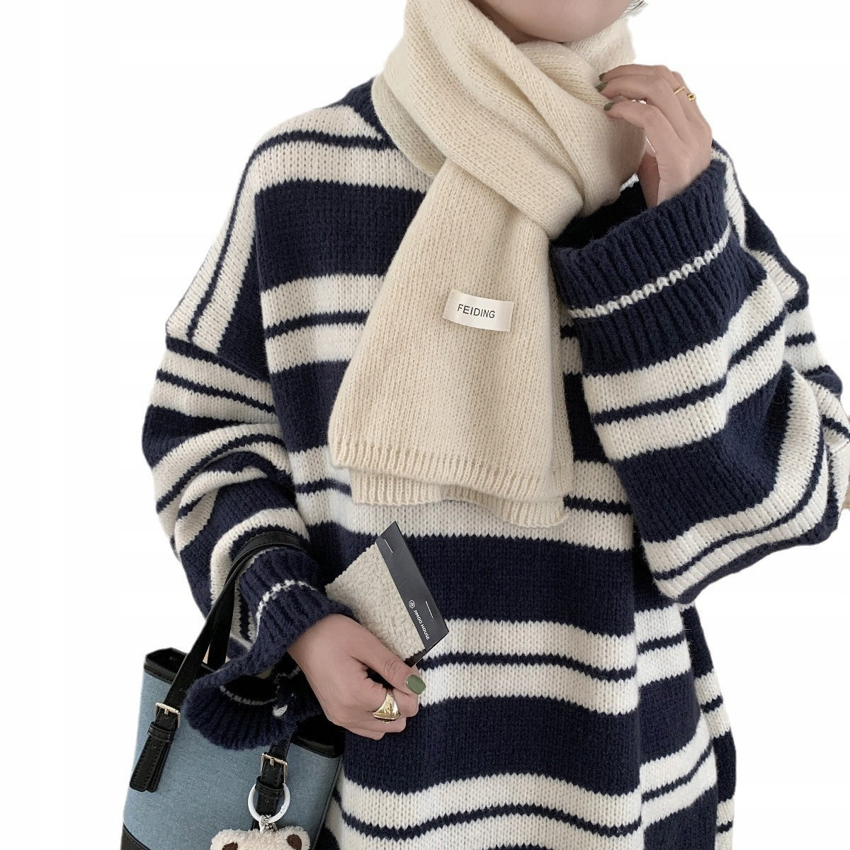 Women's Winter Scarf 160 × 22 cm – Cream