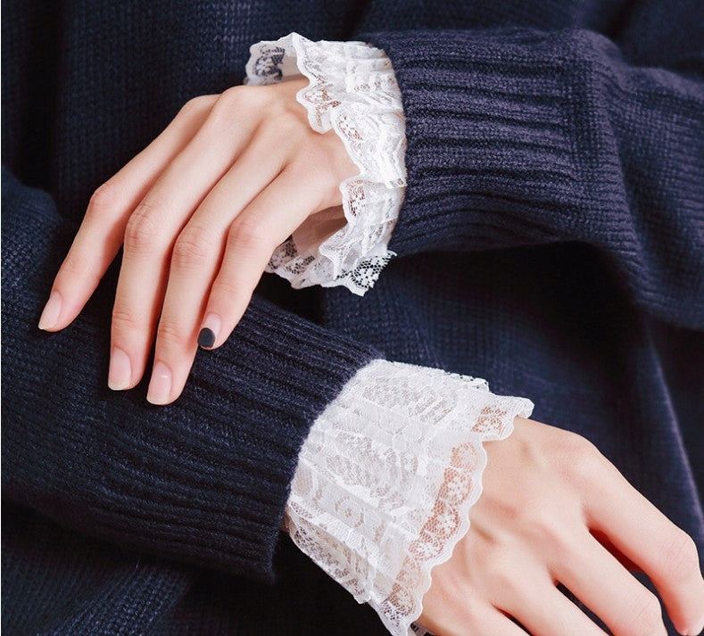 Elegant White Detachable Cuffs — Decorative Wrist Accessories