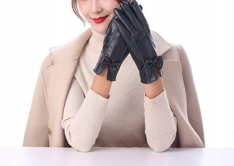 Gants en similicuir pour femme – noir
