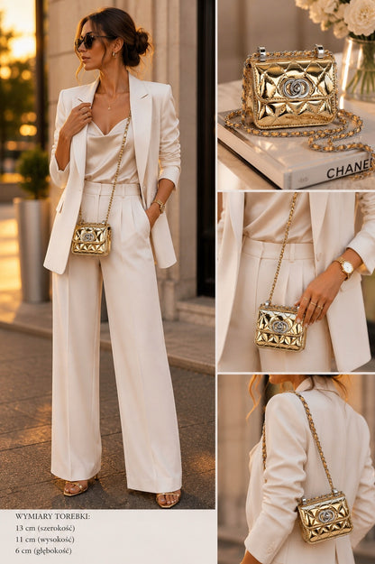 Gesteppte Mini-Handtasche – goldfarben