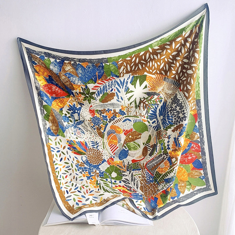 Pañuelo de mujer de imitación de seda 90 × 90 cm – multicolor