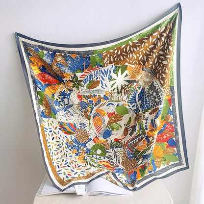 Pañuelo de mujer de imitación de seda 90 × 90 cm – multicolor