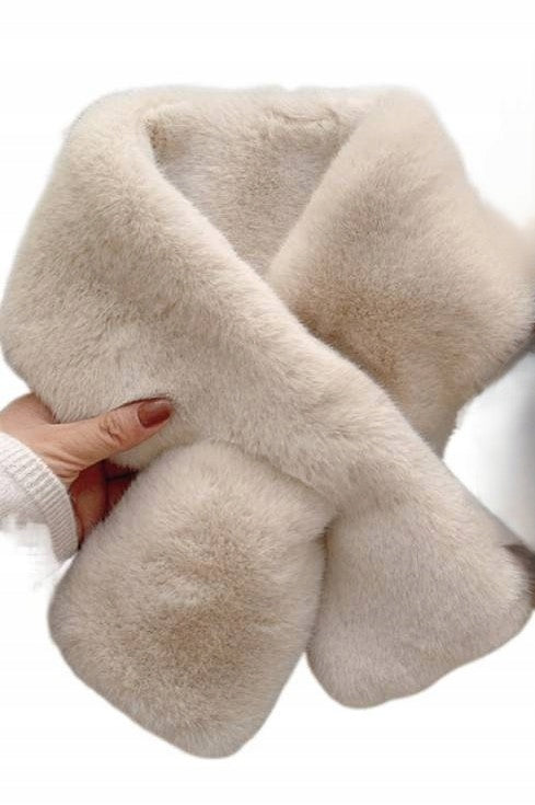 Women's Faux-Fur Scarf 80 × 13 cm – Beige