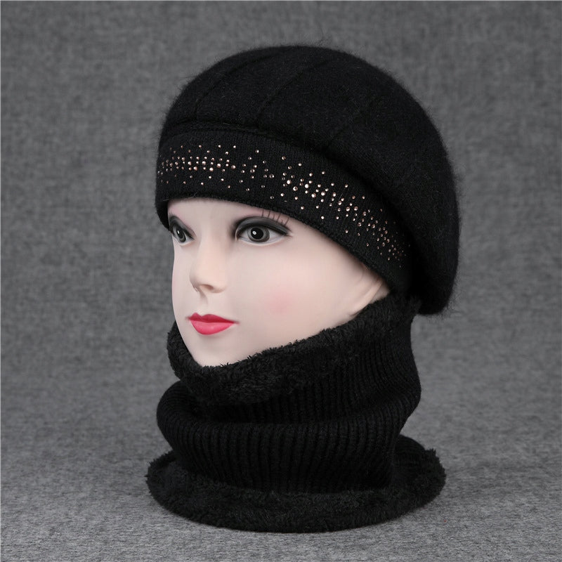 Damen-Baskenmütze mit Zirkonia – schwarz