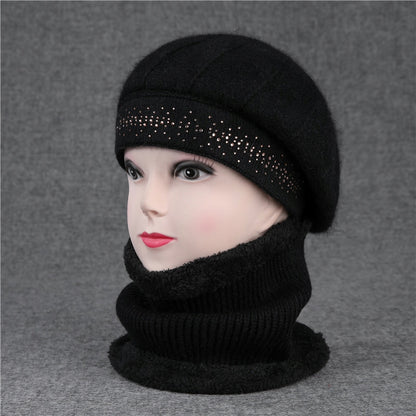 Damen-Baskenmütze mit Zirkonia – schwarz