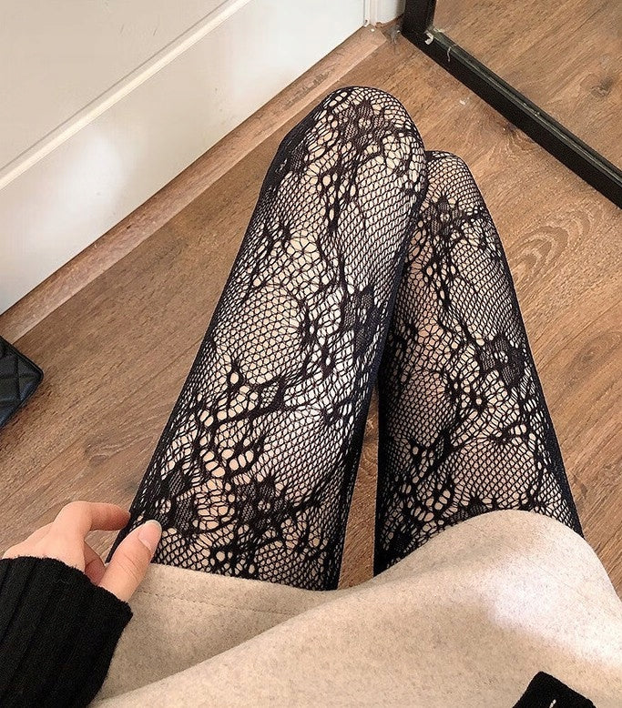 Collants en dentelle pour femme – noir