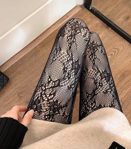 Collants en dentelle pour femme – noir