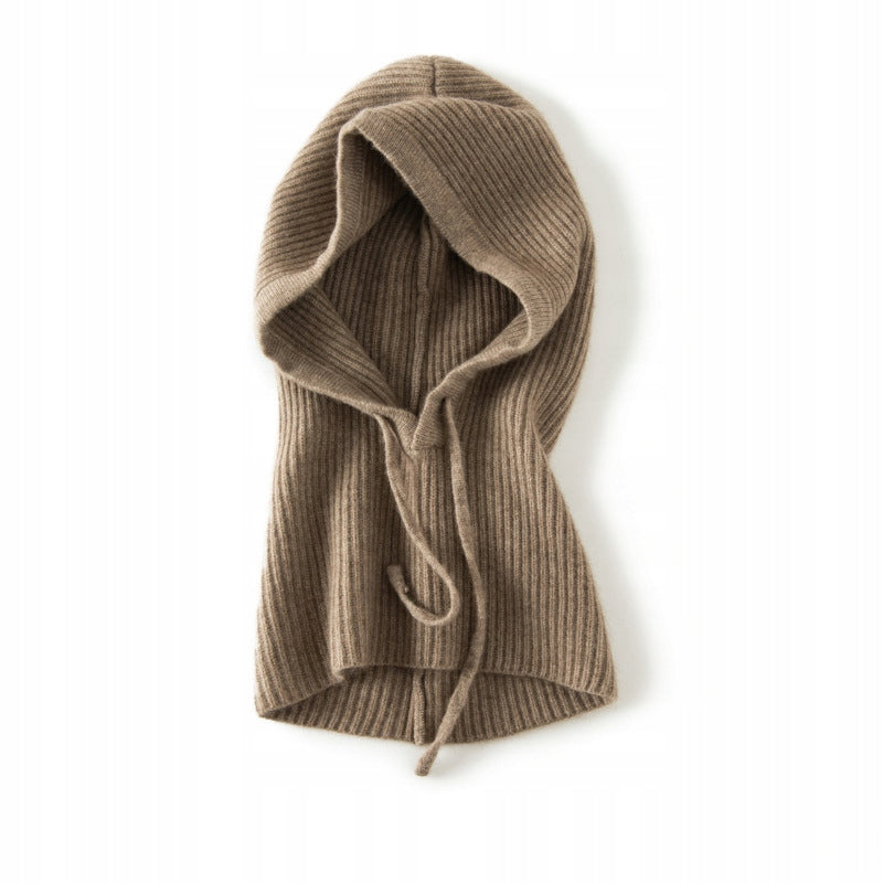 Women's Stylish Beige Winter Balaclava Hood and Neck Warmer