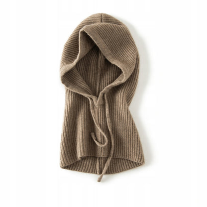 Women's Stylish Beige Winter Balaclava Hood and Neck Warmer