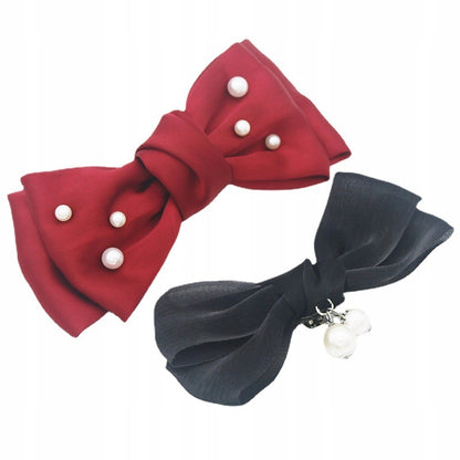 Satin Bow Shoe Clips – Burgundy