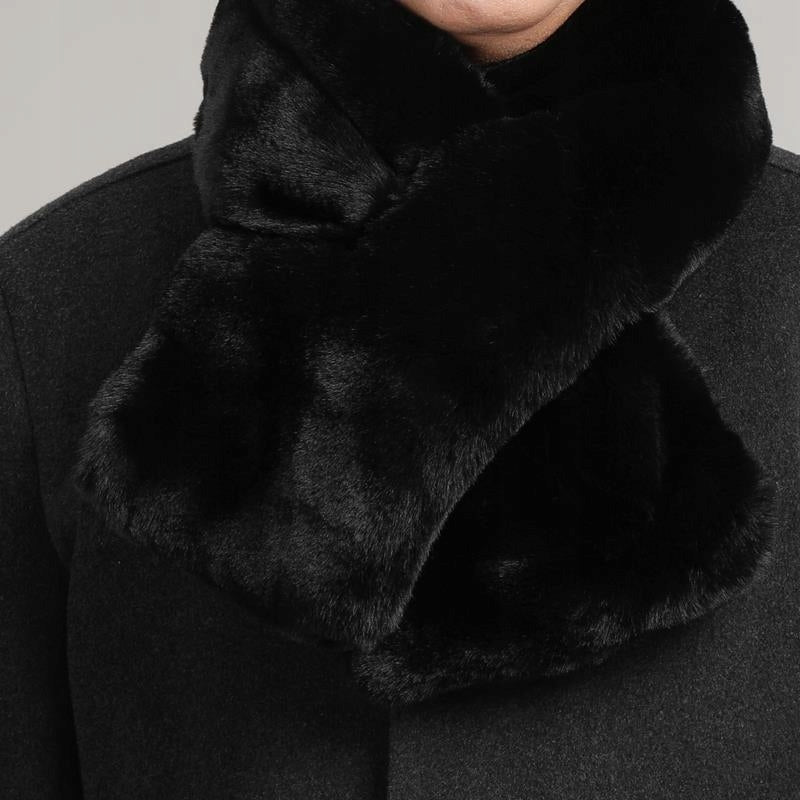 Fular din blană artificială 80 × 13 cm – negru