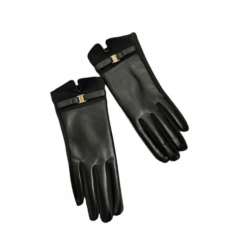 Gants en similicuir pour femme – noir