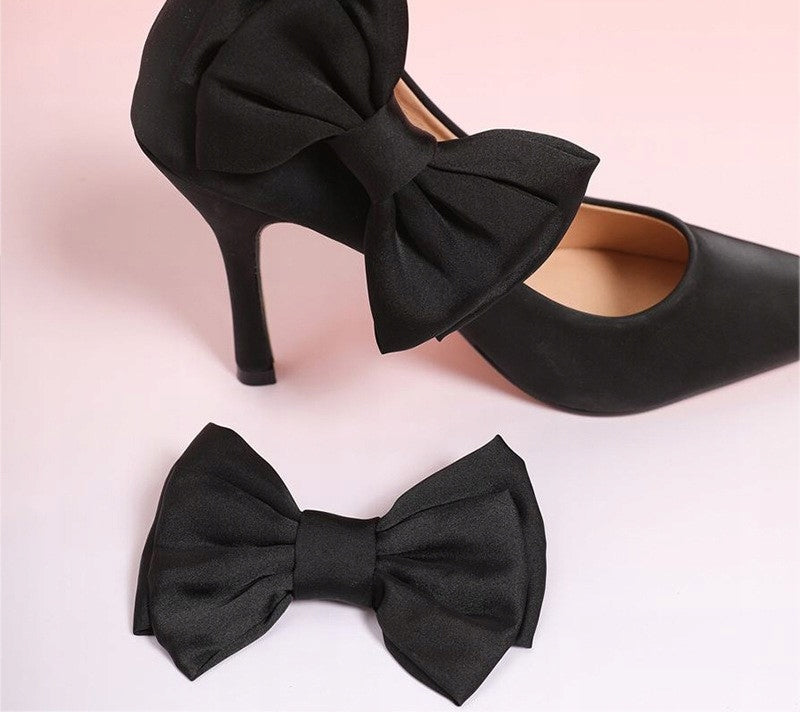 Satin Bow Shoe Clips – Black