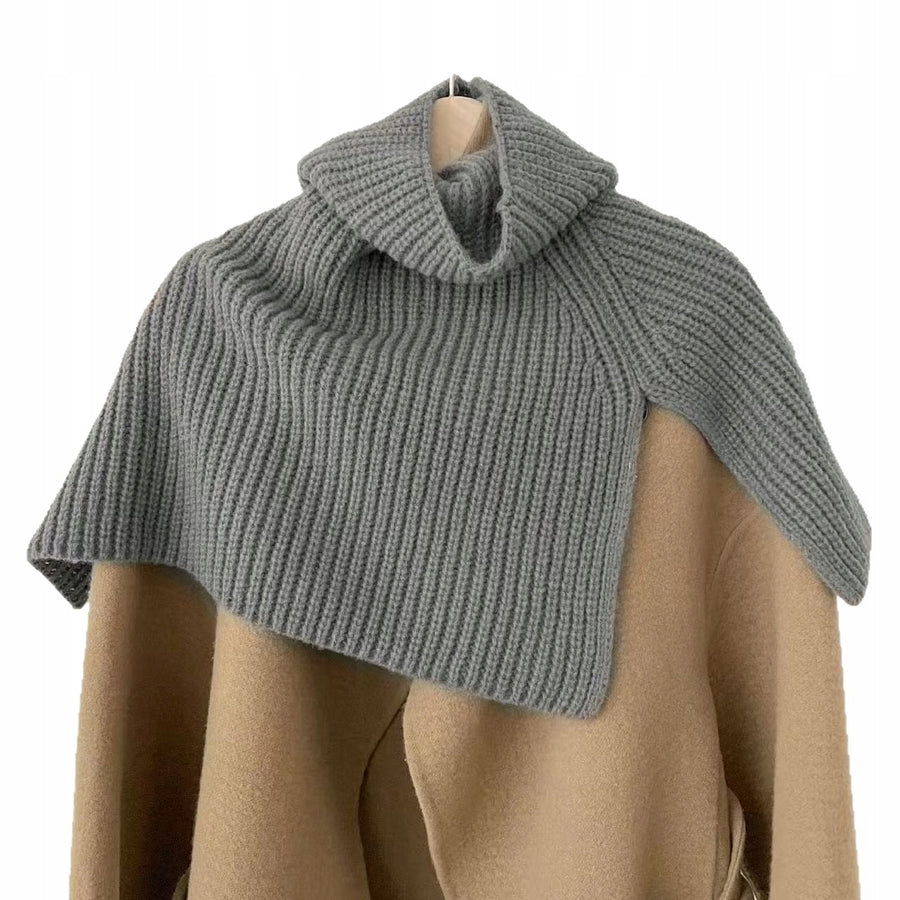 Szal komin z kołnierzem poncho – szary