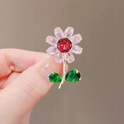 Broșă floare cu zirconii – multicolor