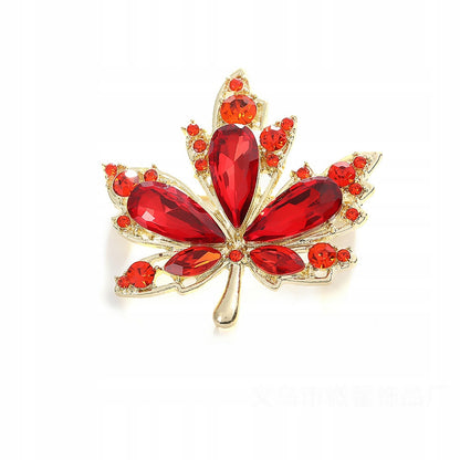 Broche feuille à zircons – doré