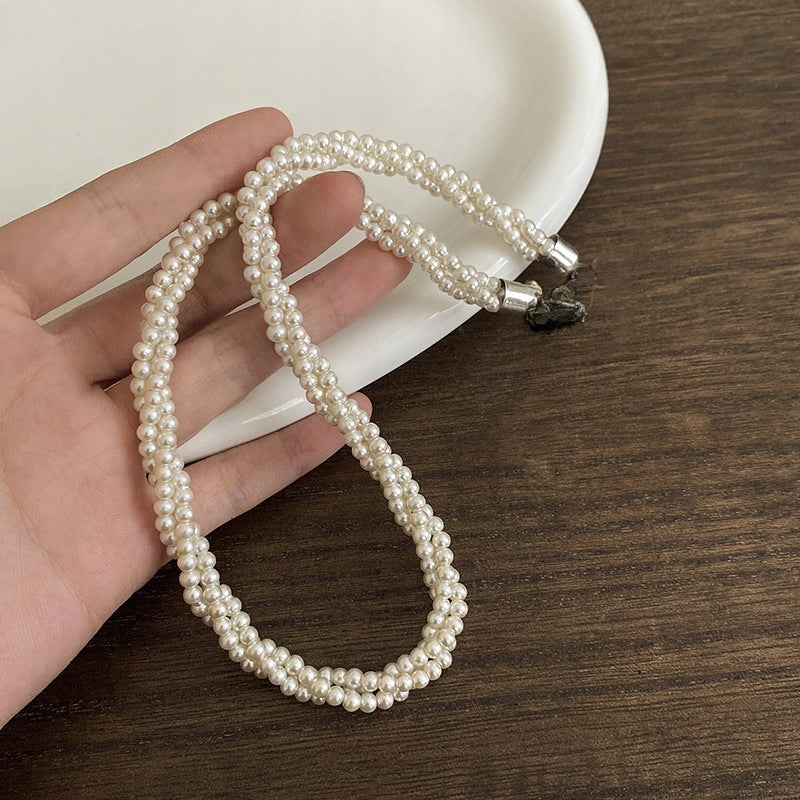 Glass Bead Necklace – White