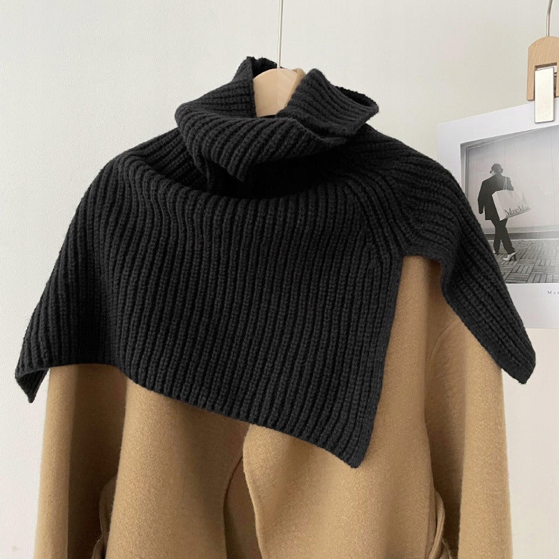 Szal komin z kołnierzem poncho – czarny