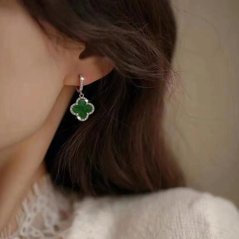 Delicate, Elegant Women's Green Earrings with Cubic Zirconia