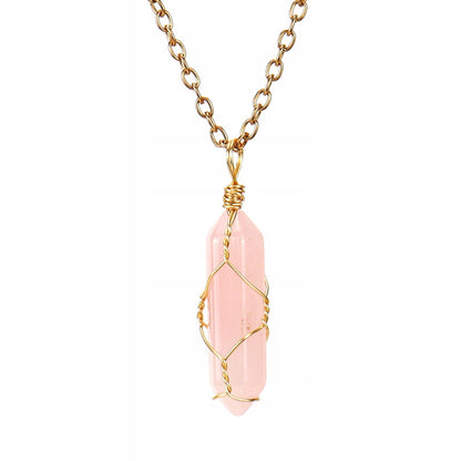 Rose Quartz Pendant Necklace – Pink