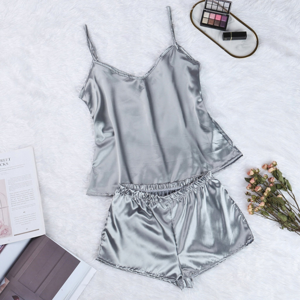 Women's Satin Pyjamas — Classic Silver Grey Set