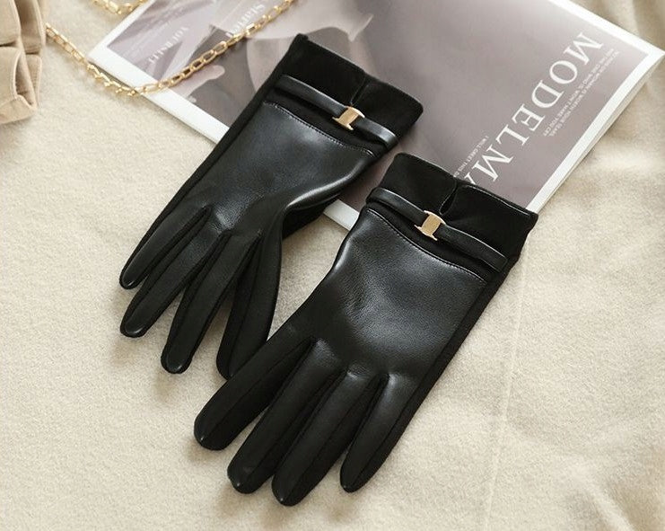 Gants en similicuir pour femme – noir