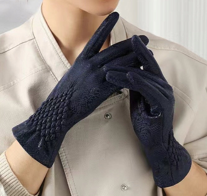 Women's Leather Gloves – Navy