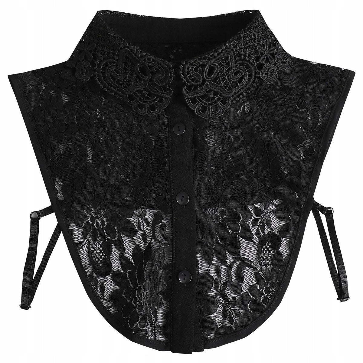 Cuello desmontable de encaje de mujer – negro