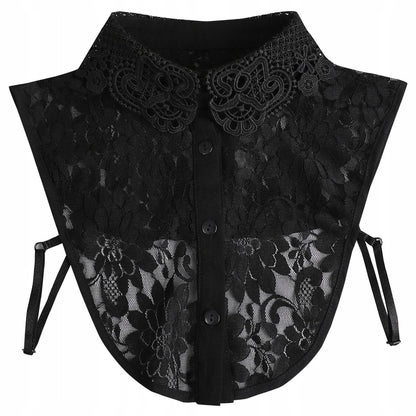 Cuello desmontable de encaje de mujer – negro