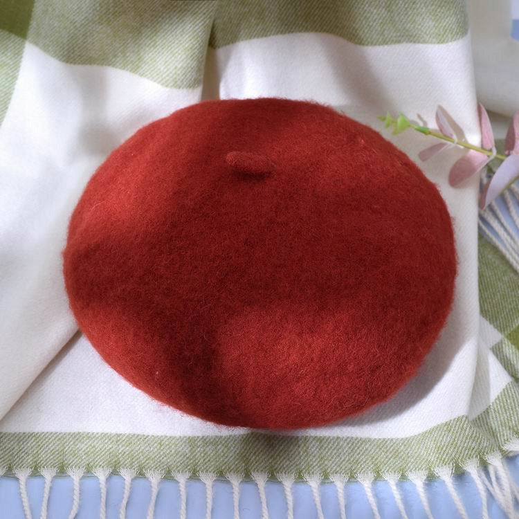 BERET damski brązowy francuski modny elegancki klasyczny z antenką
