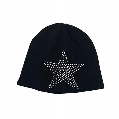 Women's Beanie with Rhinestones – Black