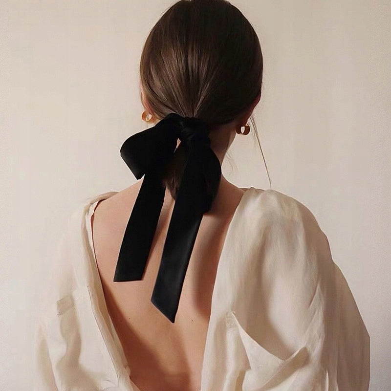 Hair Scrunchie with Bow – Black