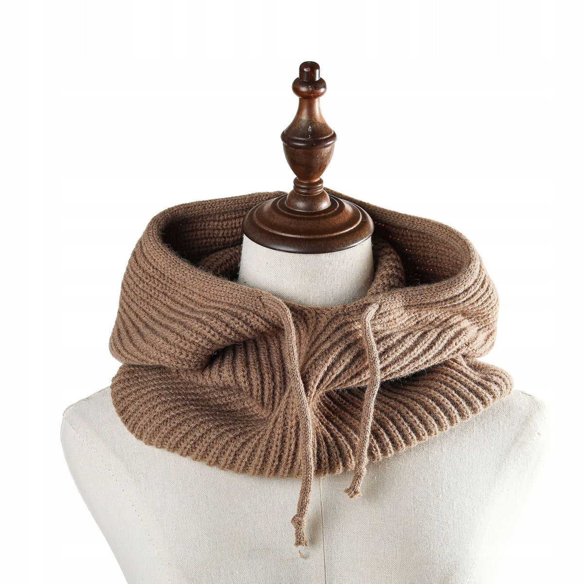 Women's Stylish Beige Winter Balaclava Hood and Neck Warmer