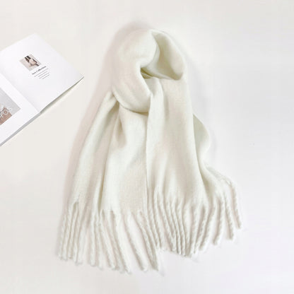 Écharpe d’hiver pour femme 200 × 40 cm – blanc