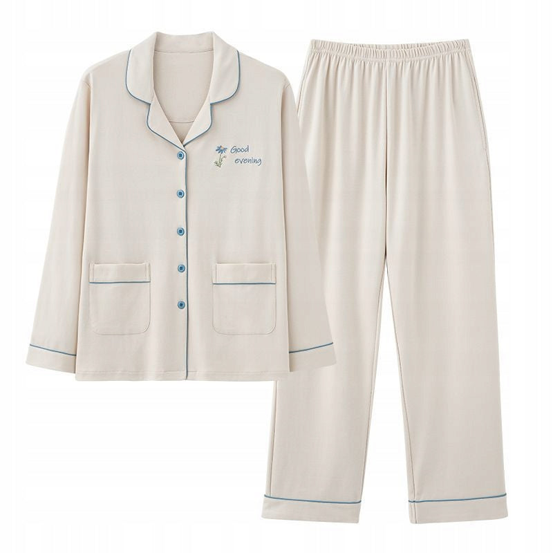 Women's Button-Front Pyjamas — Plain Cream