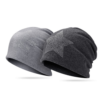 szara CZAPKA damska cyrkonie zimowa jesienna BEANIE stylowa na zimę