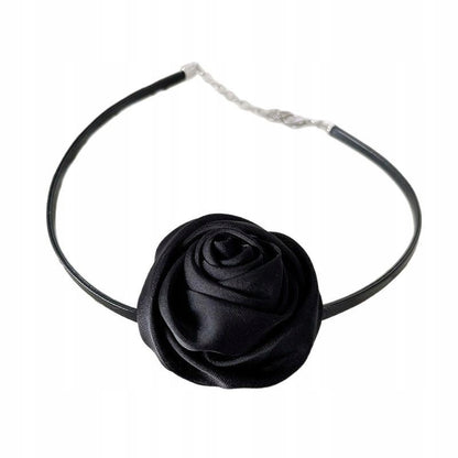 Colier choker cu trandafir – negru și roz