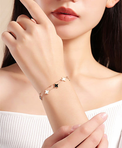 Sterling Silver Bracelet – Pink & Gold-Tone
