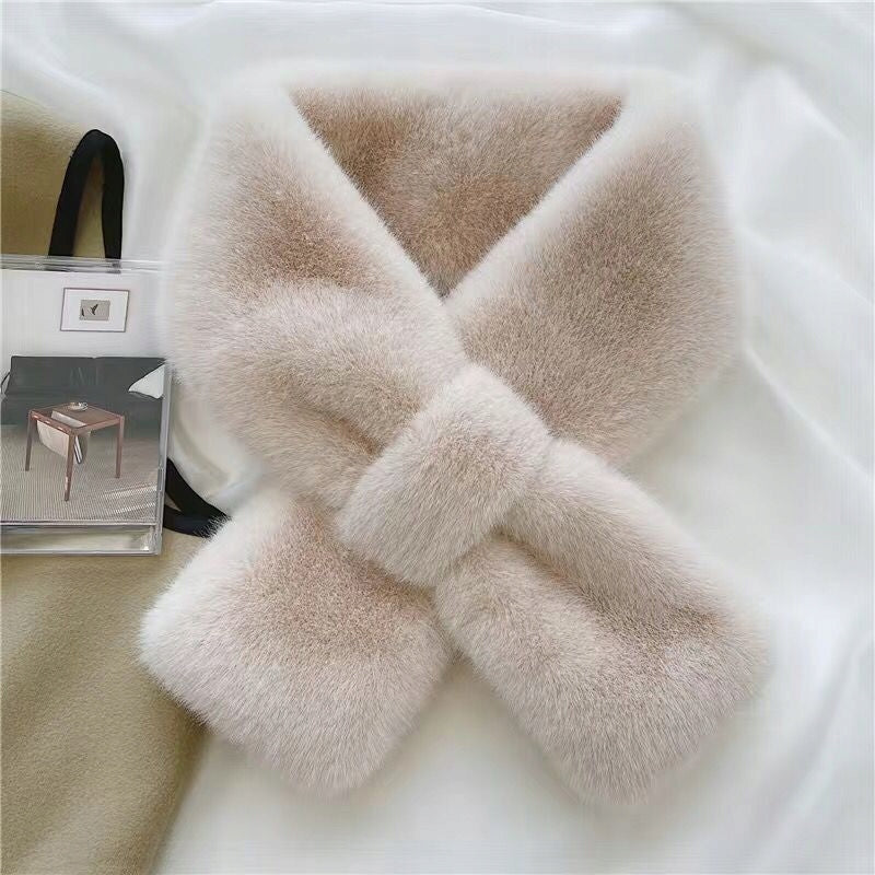 Women's Faux-Fur Scarf 80 × 13 cm – Beige
