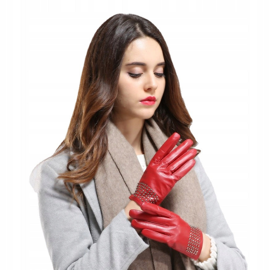 Жіночі шкіряні рукавички – червоний