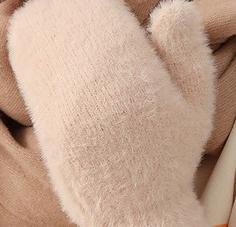 Guantes de tejido de ante de mujer – beige